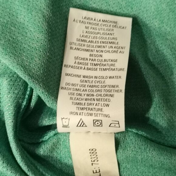 Hyba Ladies Size XXL Short Sleeve V-neck Green Workout T-shirt - Picture 5 of 6